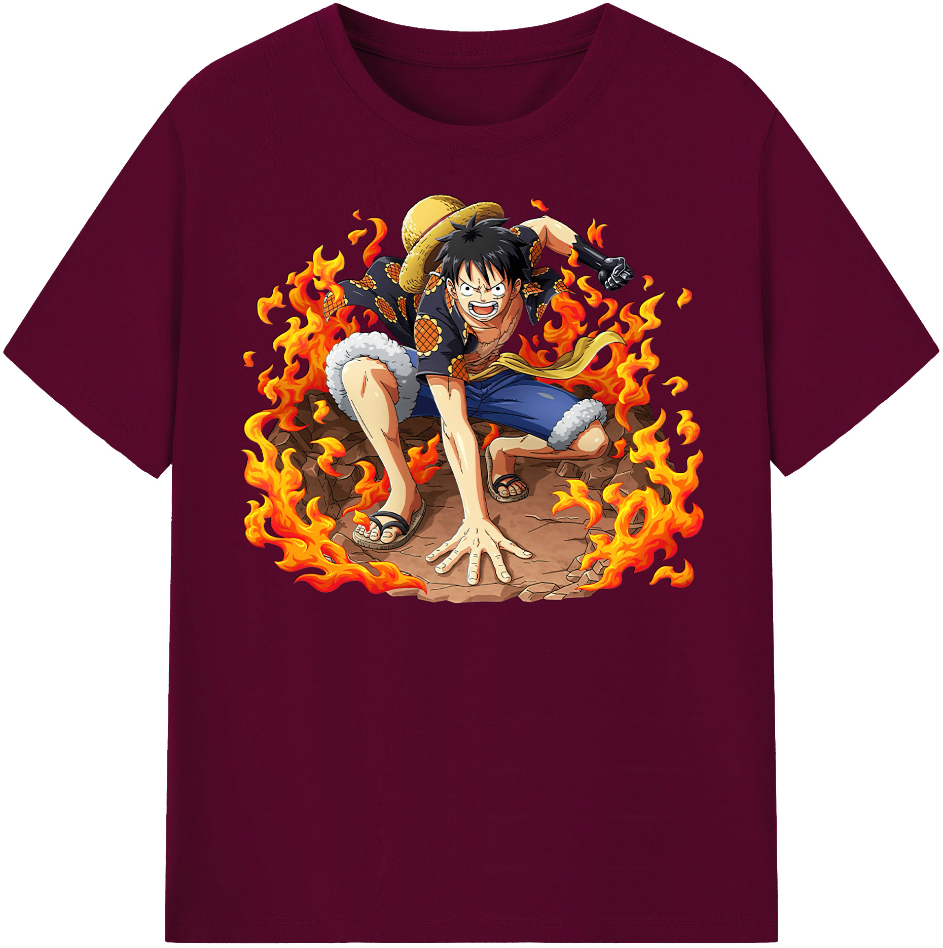 ワンピース モンキー・D・ルフィ ONE PIECE Monkey D. Luffy レディースカジュアルプリントTシャツ（綿100％）